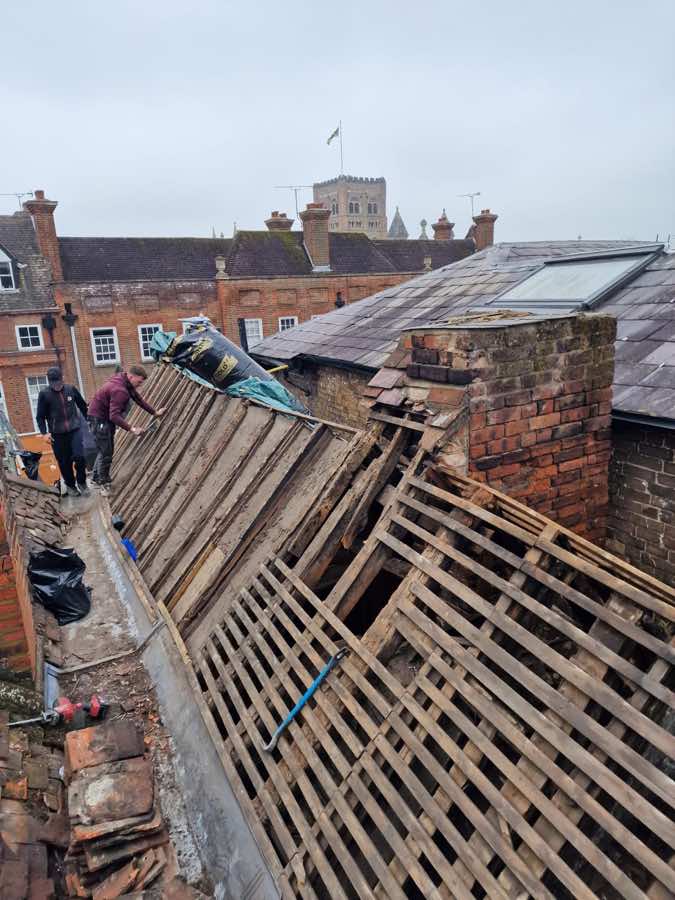 Roof structure exposed during a careful renovation